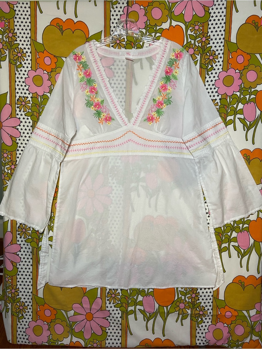 Beachy Boho Bell Sleeve Swim Cover 100% Cotton